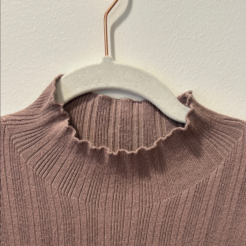 Brown Ribbed Long Sleeve Top - Picture 7 of 12